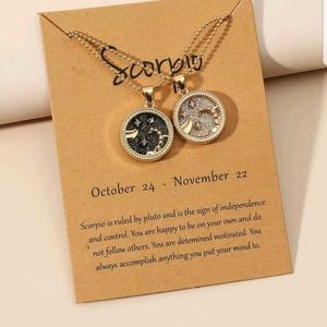 2pcs Zodiac Constellation Charm Necklace